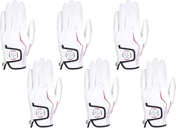 Men's Golf Glove Six Pack Left Hand Right Hand White Microfiber Small/Medium/Large/XL