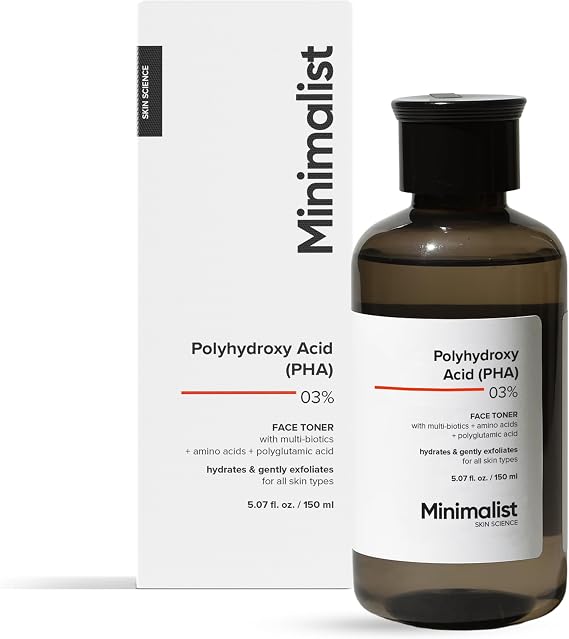 Minimalist PHA 3% Face Toner for Hydration & Pore Tightening | Mild Exfoliation, pH Balancing & Rebalancing Skin Microbiome | for Women & Men | 5 Fl Oz / 150 ml