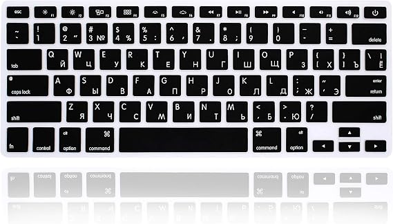 Russian US Keyboard Cover for MacBook Air 13" Pro 13" 15" 17",Black