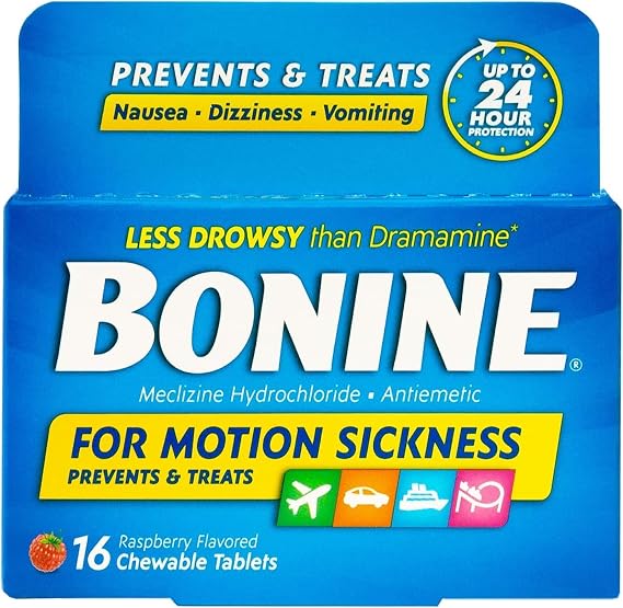 Bonine Chewable Tablets 16 Count Box (Pack of 12)