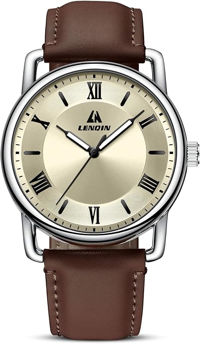 LN LENQIN Mens Watches Analog Quartz Business Casual Watch for Men | Fashion Sports Luminous Waterproof Men's Wrist Watches with Leather Band