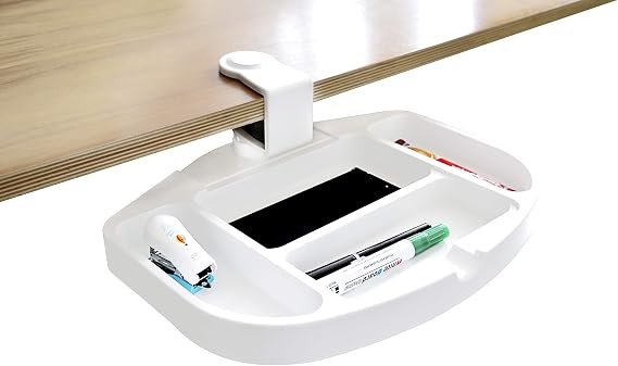 ApexDesk Clamp-On Under Desk 360-Degree Swivel Drawer - Perfect Office Storage Accessory For Your Existing Standing Desk (Clamp-On Desk Drawer - White)