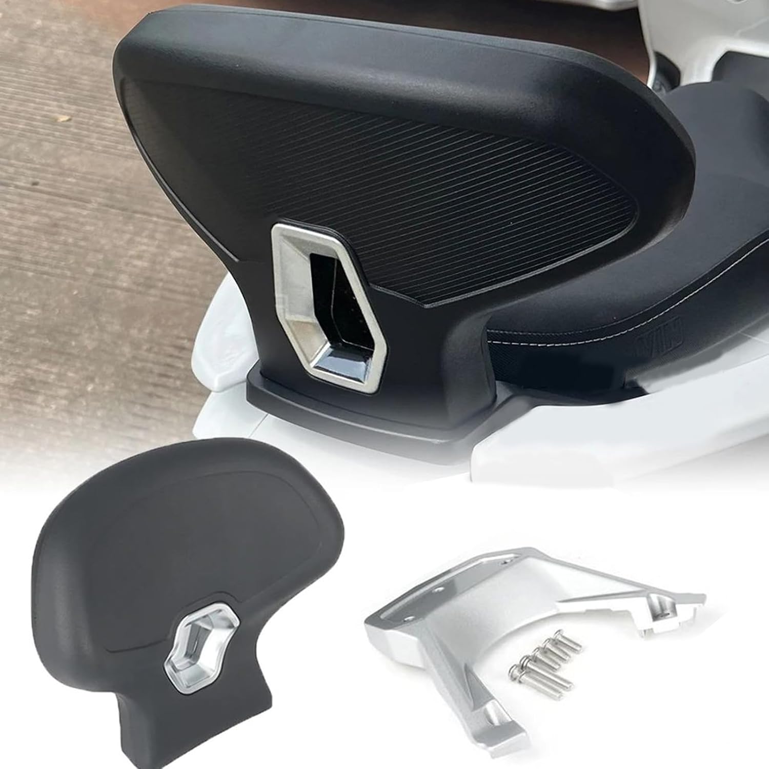 New Motorcycle Sissy Bar Backrest Rear Passenger Seat Cushion Rest Pad Fits for HAOJUE UHR150 UHR 150 uhr150 Uhr150 Motorcycle Accessories With Bracket UHR150 - Silver