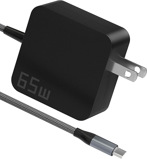 65W USB C Laptop Charger | Fast Charging USB-C Power Adapter Compatible with Lenovo, ASUS, Samsung Galaxy Type C Fast Charger with PD Technology | Ideal Computer Charger for Home, Office & Travel