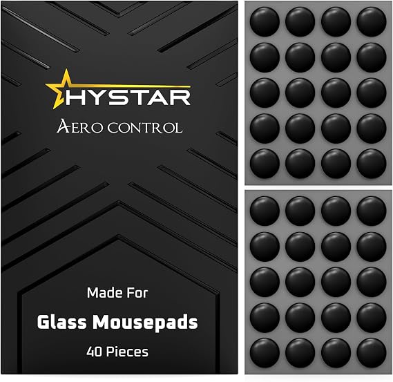 Hystar Aero Control | 40 Dot Mouse Skates for Glass Mousepad | Durable UPE Material | Rounded Edges | Quiet and Controlled Glide