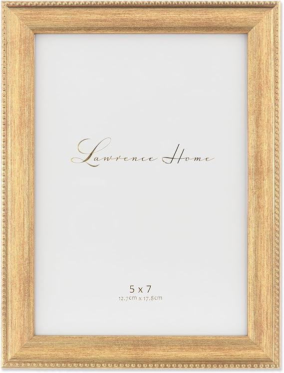 Lawrence Frames Classic Bead Picture Frame, 5x7, Gold
