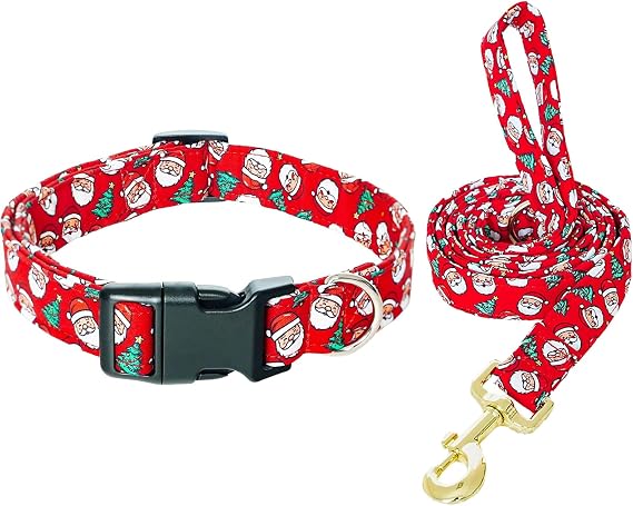 Tunkoo Christmas Dog Collar & Leash Bundle, S
