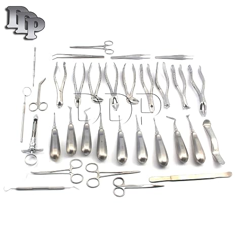 DDP 34 PCS Dental Extraction EXTRACTING Elevators Forceps Instruments