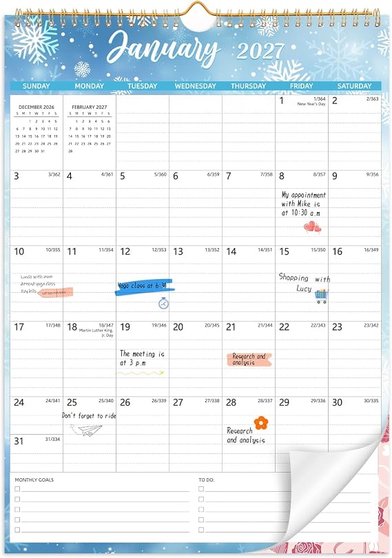 Wall Calendar 2027-2028, Jan 2027Jun 2028, 18-Month Vertical, 17" x 12"