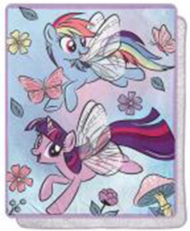 Northwest My Little Pony Silk Touch Sherpa Throw Blanket, 40" x 50", Floral Flight
