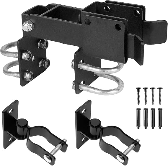 Chain Link Double Gate Latch+2 Pack Metal 1-3/8 Inch Gate Hinge