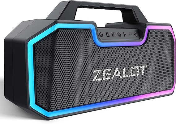 ZEALOT Bluetooth Speakers, 80W Speakers Bluetooth Wireless with Dual Paring, Bluetooth Speaker with 14,400MAh Big Battery,50H Playtime,Stereo,Party, Beach Portable Speaker (Dark Black) (Dark Black)