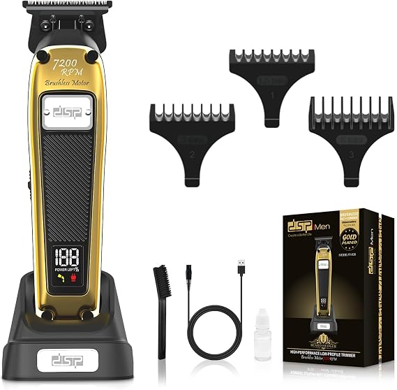 DSP Professional Beard Trimmer for Men, Cordless Trimmer Barber, BLDC Motor & DLC Coated Blade, Bald Head Clipper for Men