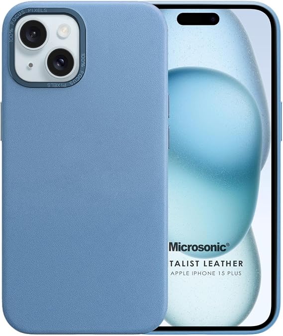 Microsonic Apple iPhone 15 Plus için Kılıf Metalist Leather Mavi [iPhone 15 Plus ile Uyumlu Kılıf - Mavi]