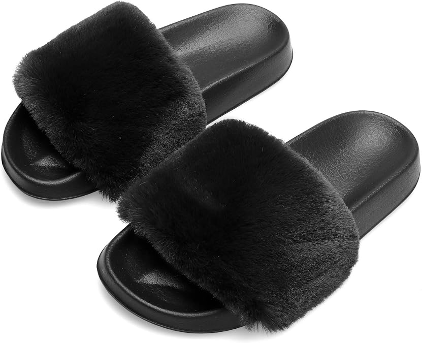 Spesoul Slides for Women Womens Slippers Fur Fuzzy Fluffy for House Bedroom