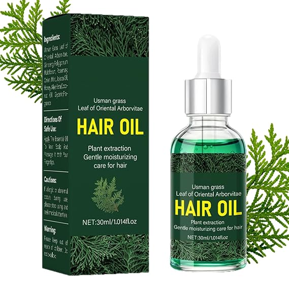Usman Grass Hair Oil for Dry,Frizzy,Damaged Hair - Nourishing Hair Oil with Arborvitae Leaf Extract, Non-Greasy & Lightweight, Strengthens Hair, Promotes Hair Growth,Hair Care Products for Women & Men