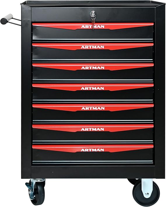 Tool Box Rolling Tool Cabinets, 24.2inch Rolling Toolbox with 7 Drawers, Metal Tool Chest with Wheels Tool Cart for Garage, Warehouse, Repair Shop, Workshop