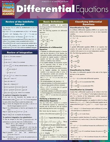 Differential Equations: QuickStudy Laminated Reference Guide