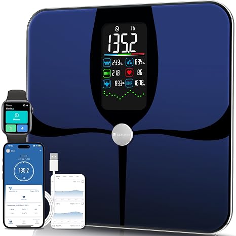Lepulse Smart Weight Scale with BMI Body Fat Muscle Mass,USB Rechargeable