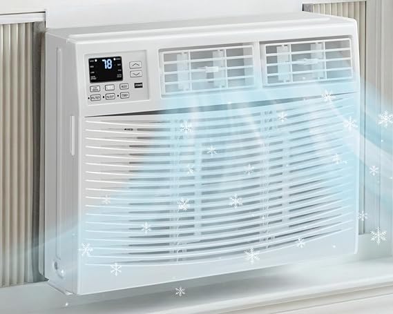 Window Air Conditioner, 8000BTU Air Conditioner Window Unit with 3 Speeds, Cools up to 350 Sq.Ft, 24H Timer & Remote, 6 Modes Quiet Window AC Units, Easy Install for Bedroom Apartment Office Indoor