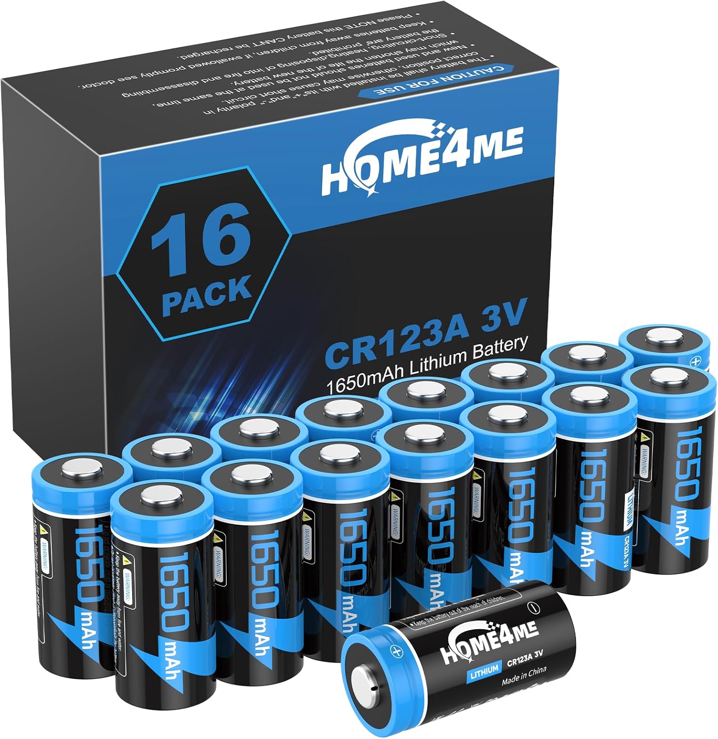 CR123A 3V Lithium Battery 1650mAh, 16 Pack 123A Lithium Batteries, CR17345 Battery for Home Safety and Security Devices, Flashlight - 10 Years Shelf Life, Non-Rechargeable