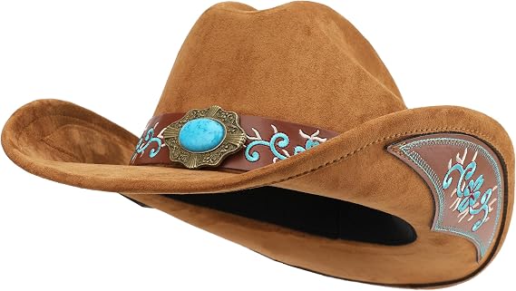 Western Cowboy Hat for Men and Women, Shapeable Big Wide Brim Cowgirl Hat with Embroidery