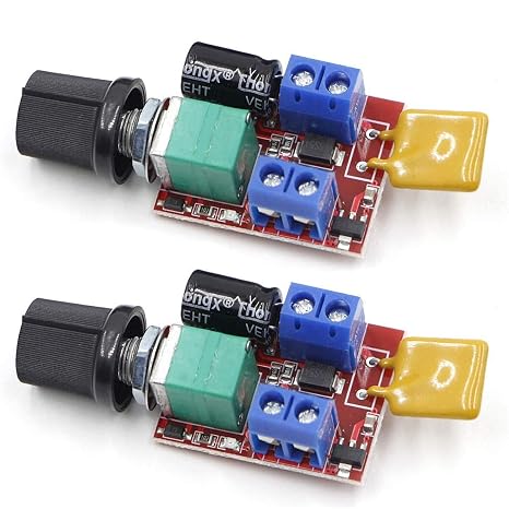 RioRand PWM DC Motor Speed Controller 5A 3V-35V Speed Control Switch LED Dimmer for DC Brush Motor Fan DIY Projects (2PCS)