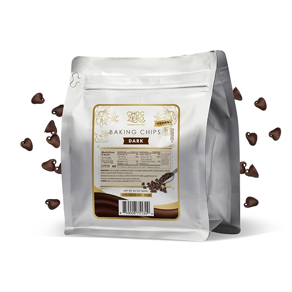 ChocZero Sugar Free Chocolate Chips, Dark Chocolate, Vegan, 20 oz Bag