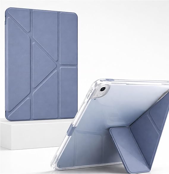 Coverzone iPad Air İle Uyumlu 4. Nesil 10.9 ile uyumlu Kalem Koyma Bölmeli Ultra Koruma Antişok Yatay Dikey Şekillerde Stand seçeneği Uyku Modlu New Attractive Smart Cover Kılıf Lavanta