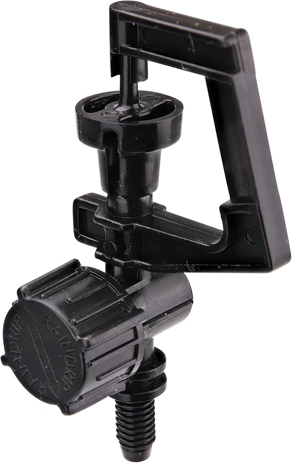 Raindrip A184010B, Adjustable Flow Micro Sprinkler, Full-Circle Pattern, Rotary Spray, with 10-32 Threaded Inlet, Drip Irrigation Emitters for Drip Irrigation Gardening Systems, 10-Pack, Black