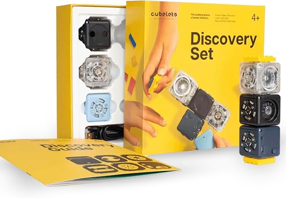 Modular Robotics Robot Blocks with 5 Robot Cubes - Discovery Set for Home Robotics Kit - STEM Kits for Teens & Kids Aged 4+ Science Engineering Kits