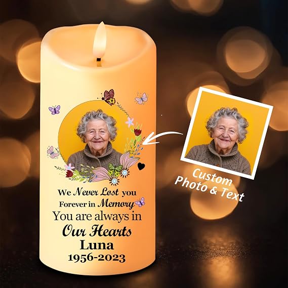 Personalized Memorial LED Candle with Photo