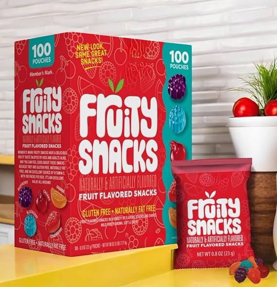Member Mark Fruit Snacks Variety Pack 100 Pouches, Chewy Gluten-Free Snack with Vitamin C, Assorted Flavors, 0.8 oz Each