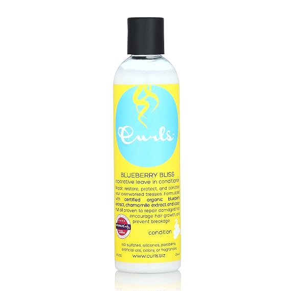 Curls Blueberry Bliss Reparative Leave In Conditioner - 8 oz, Helps Repair Damage and Prevent Breakage, Conditioner for Curly Hair, Wavy, and Coily Hair Types