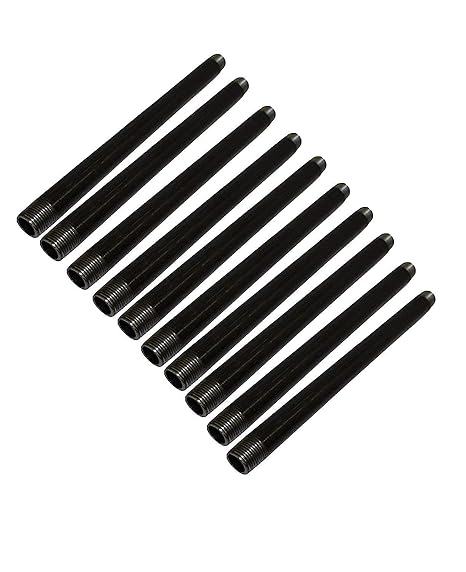 10 Pack 1/2" Black Iron Pipes - DIY Pipe Furniture - 1/2-Inch Threaded Pipe Nipples - Industrial Piping - Plumbing Suppl