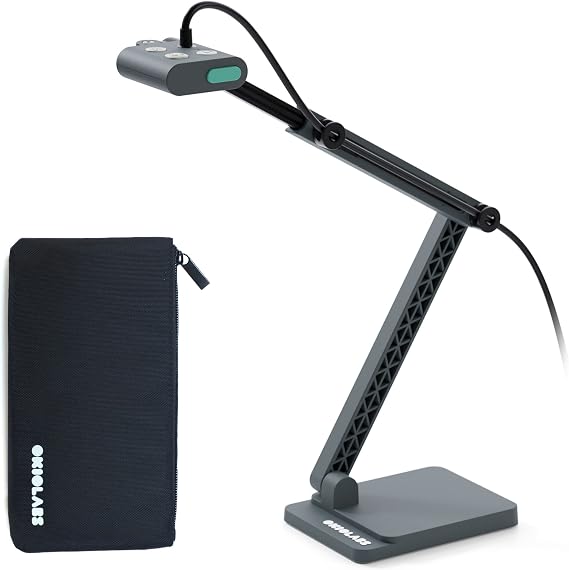 OKIOCAM S2 Pro 13-MP USB Document Camera, Built-in Light & Mic, OKIOPoint Smart Pointer, for PC | Mac | Chromebook, Ultra HD Camera for Live Demo for Web Conference, Remote Teaching