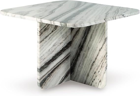 Signature Design by Ashley Baretton Modern Marble Accent Coffee Table with Cross Base, Black & White