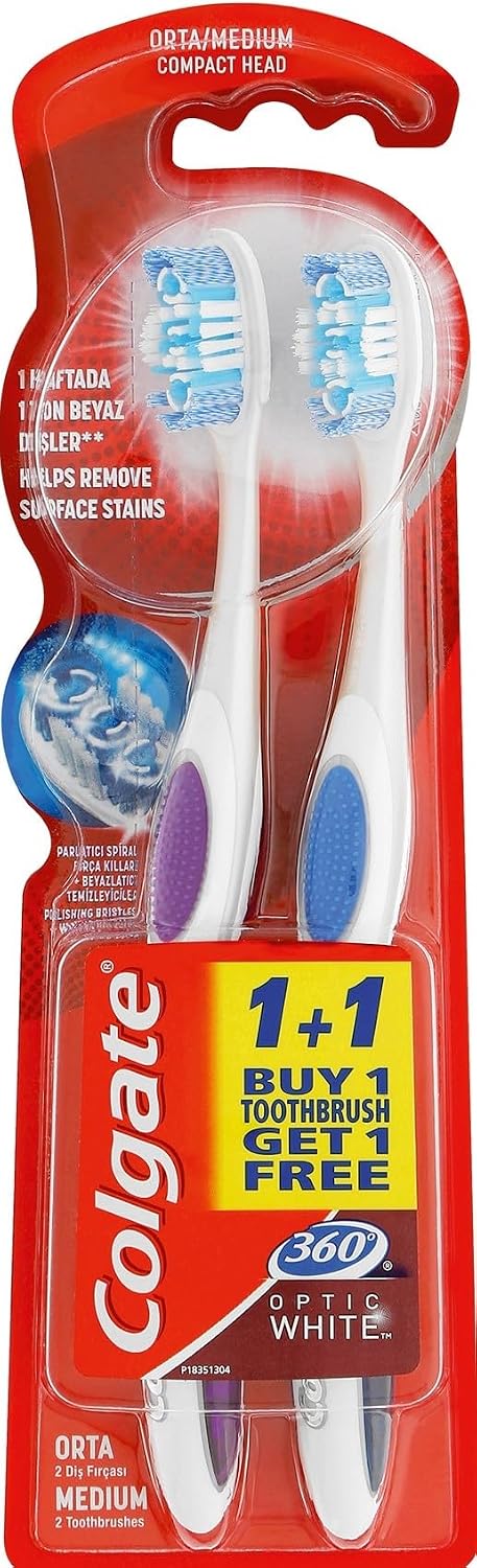 Colgate 360 Medium Whitening Toothbrush with Optical White Tongue and Cheek Cleaner 11