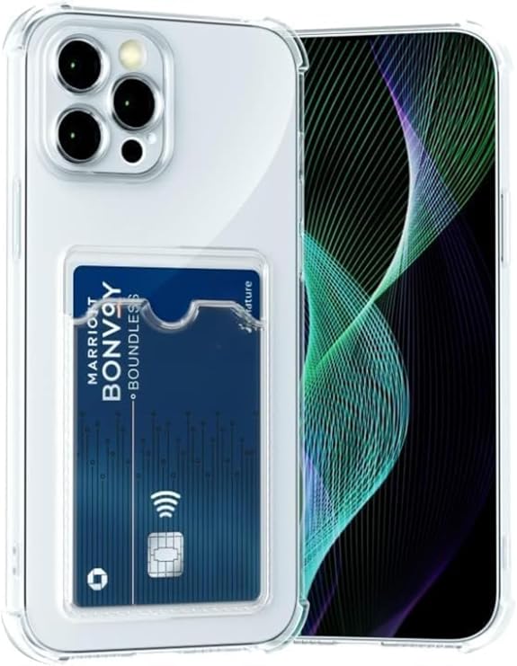 KZY İLETİŞİM Apple iPhone 15 Pro Kapak Kamera Korumalı Kartlıklı Darbe Emici Özellikli Şeffaf Silikon Kılıf