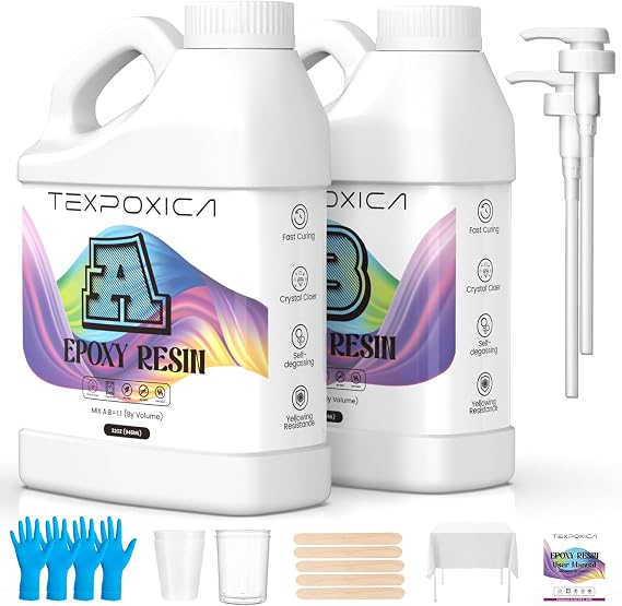 Texpoxica Epoxy Resin Kit for Art Casting Resin & DIY Crafts, 64OZ