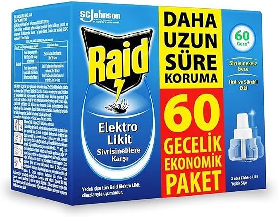 Raid Elektro Likit Sivrisineksiz Etkin Koruma 60 Gece Yedek Şişe