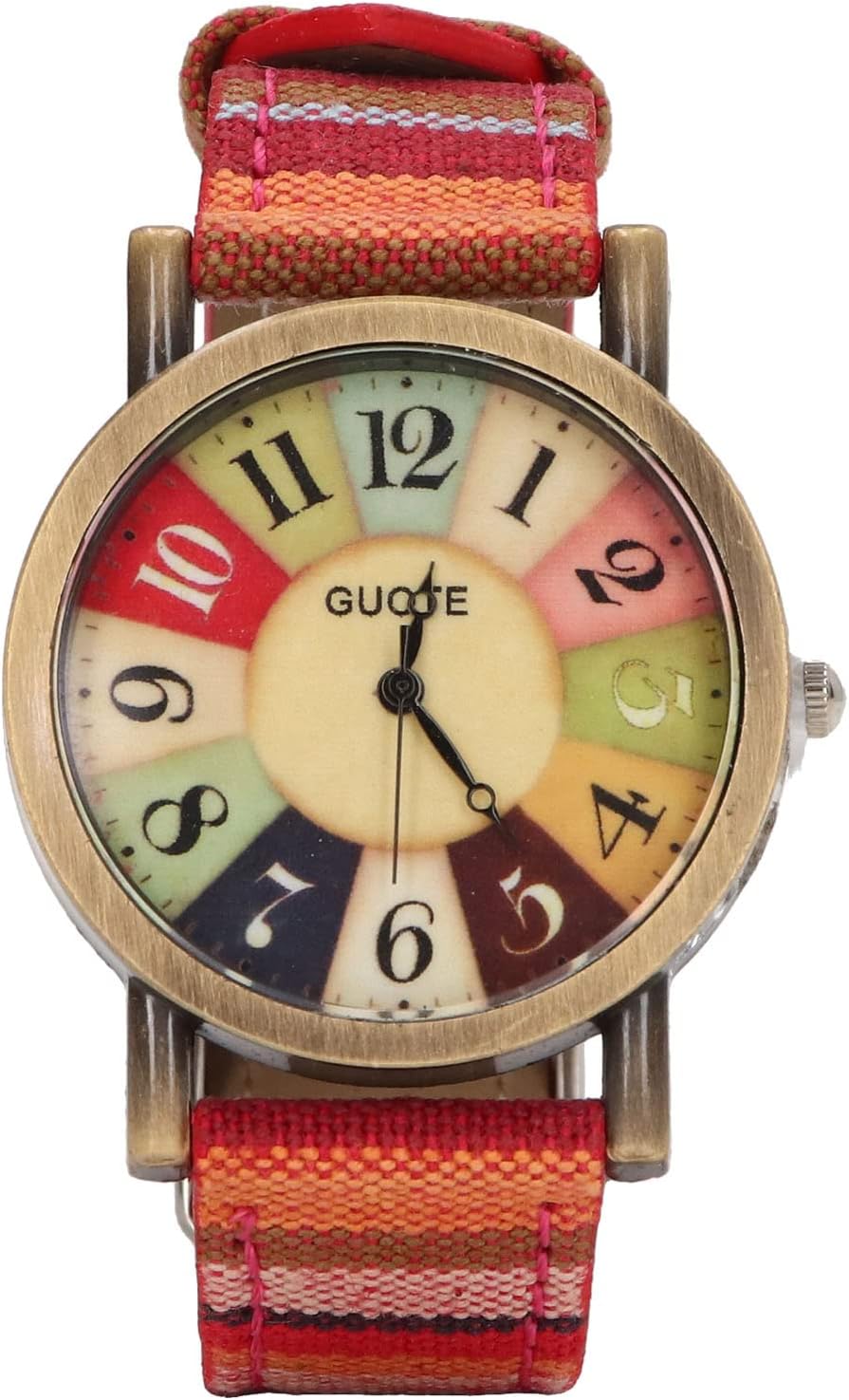 Tissting Fashion Women Watches, Multi Color Watch PU Leather Button Battery Woven Strap Bohemian Style Wrist Watch for Women