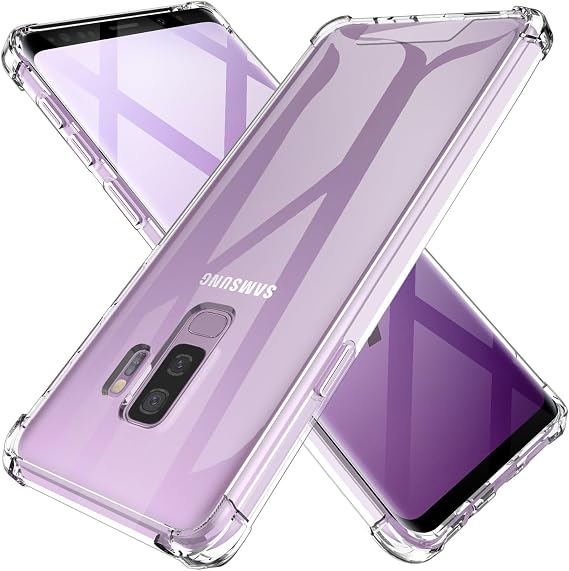 KIOMY Clear Case for Samsung Galaxy S9 Plus /S9+, Shockproof Bumper Protective Cell Phone Back Cover with Airbag Corners, Hybrid Design Hard PC Back with Flexible TPU Frame
