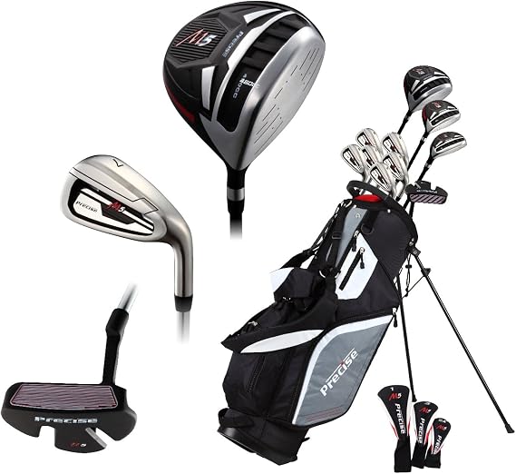 Precise M5 - Men's Complete Golf Club Set - Black/Red, Left Hand, Tall