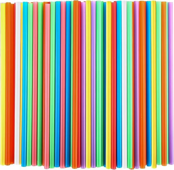 300 Pcs Colorful Plastic Straws, Disposable Drinking Straws, 8.26" Long and 0.23'' Diameter