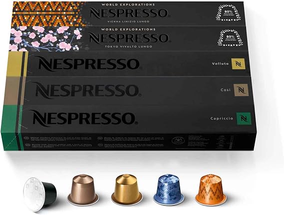 Nespresso Kapsüller OriginalLine, Hafif Kızartma Karışımı Çeşit Paketi, Hafif Kızarmış Kahve, 50 Adet Kahve Podları, Brews 1.5 oz