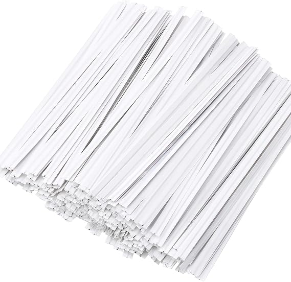 White Paper Twist Ties 100 Pcs 5" Reusable Bread Ties for Bags White Twist Bag Ties Twisty-ties Twist Candy Ties Wire Ties Reusable Twist Tie for Party Cello Candy Bread Coffee Bags Cake Pops