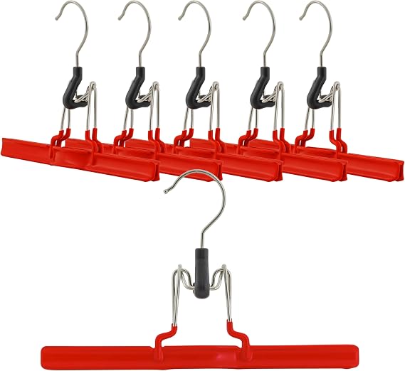 Mawa by Reston Lloyd Non-Slip Space-Saving Clothes Hanger with Clamp for Pants and Skirts, Style M/26, Set of 6, Red