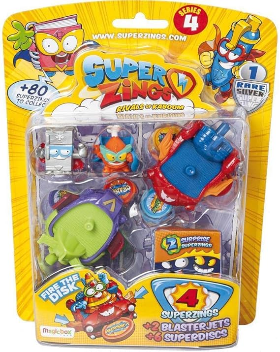 SUPERZINGS - Series 4 - BlasterJet Blister (PSZ4B416IN00) with 4 Figures (1 Silver) and 2 BlasterJet Vehicles