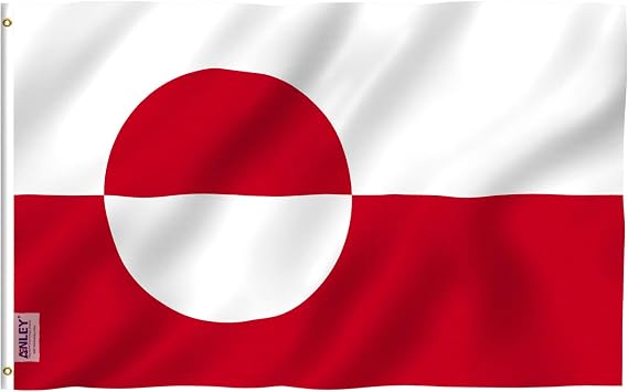 Anley Fly Breeze 3x5 Feet Greenland Flag - Vivid Color and Fade Proof - Canvas Header and Double Stitched - Greenlander Flags Polyester with Brass Grommets 3 X 5 Ft
